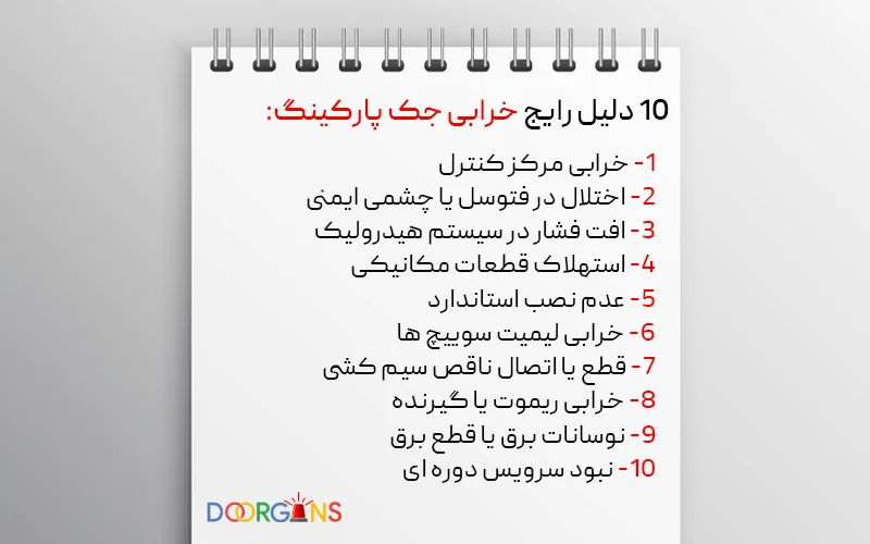 10 دلیل رایج خرابی جک پارکینگ